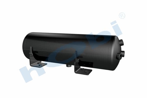 Air Tank, Steel, Internal 2 pcs, With Body Bracket, Ø200 L:653 Lt:19 Black
