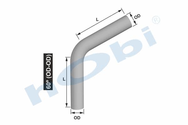 Pipe, UN Elbow, A:60° Ø50,8 L1:155 L2:155 Alusi