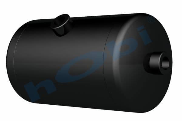 Air Tank, Ø154 L:278 Steel, OT Lt:5 Black (RAL9005)