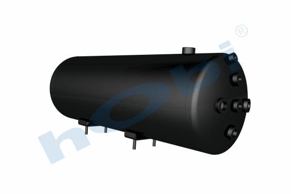 Air Tank, Ø259 L:735 Steel, Body With Bracket, UN Lt:36 Black (RAL9005)