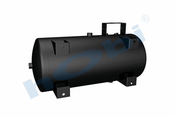 Air Tank, Ø250 L:691 Steel, Body With Bracket, DF Lt:44 Dark Grey (RAL7016)